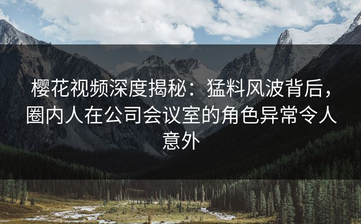 樱花视频深度揭秘：猛料风波背后，圈内人在公司会议室的角色异常令人意外