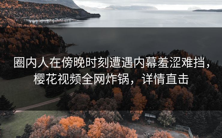 圈内人在傍晚时刻遭遇内幕羞涩难挡，樱花视频全网炸锅，详情直击