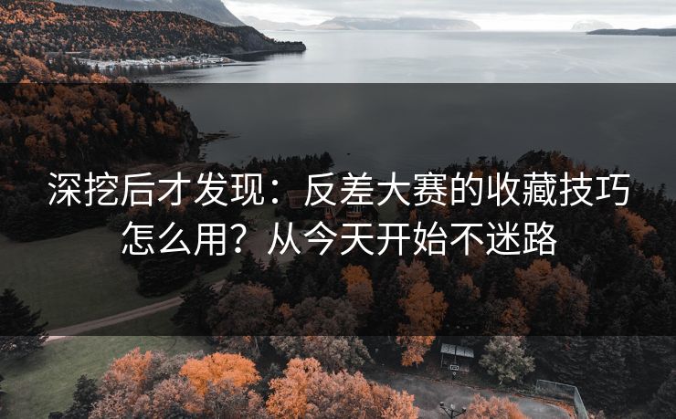 深挖后才发现：反差大赛的收藏技巧怎么用？从今天开始不迷路